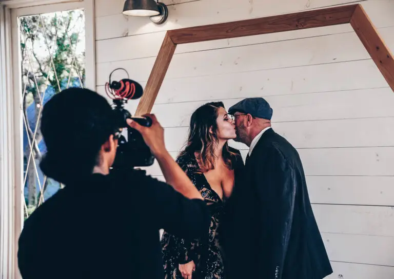 Videographer filming a wedding