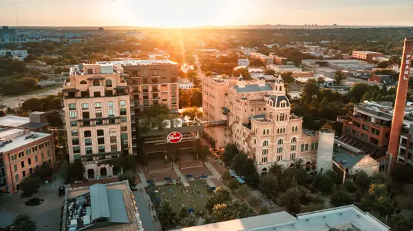 San Antonio - Historic Pearl cityscape golden hour sunset photo
