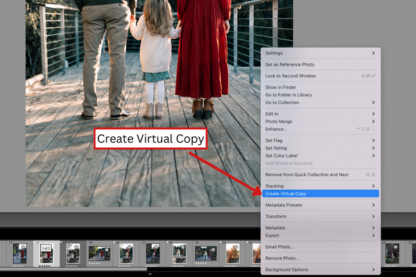 The first step to create a virtual copy in Lightroom Classic