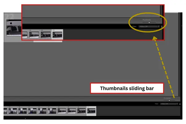 Thumbnails sliding bar in Lightroom