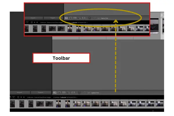 The toolbar in Lightroom