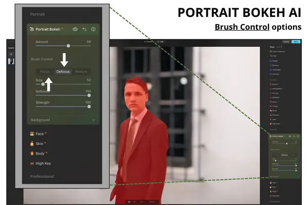 Portrait AI Brush tools