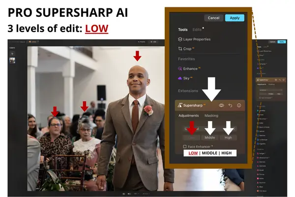 Low level of correction with Mask AI editing