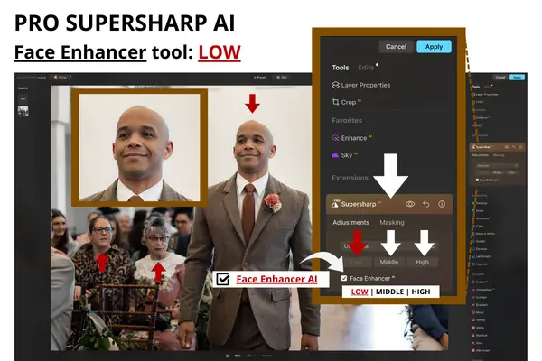 The low level in Luminar Neo's Face Enhancer tool