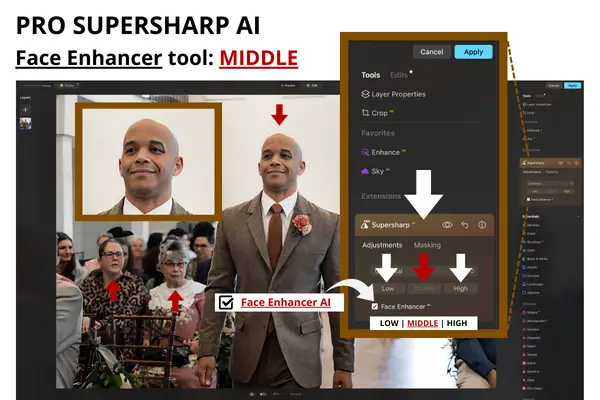 The middle level in Luminar Neo's Face Enhancer tool
