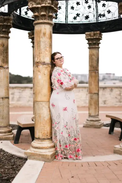 Senior Girl Formal Dress Serious Pose Idea